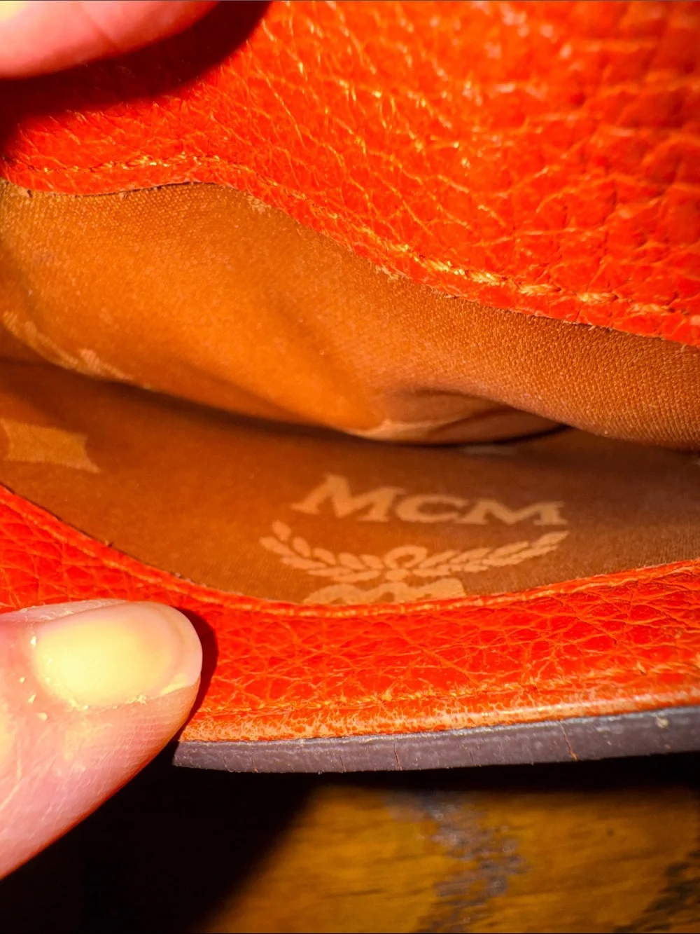 MCM Coral Leather Top-Handle Satchel with Gold Hardware with COA EUC